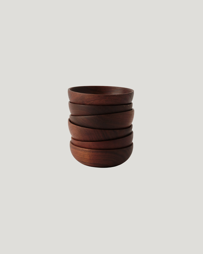 Teak Pinch Bowl Salt Cellars